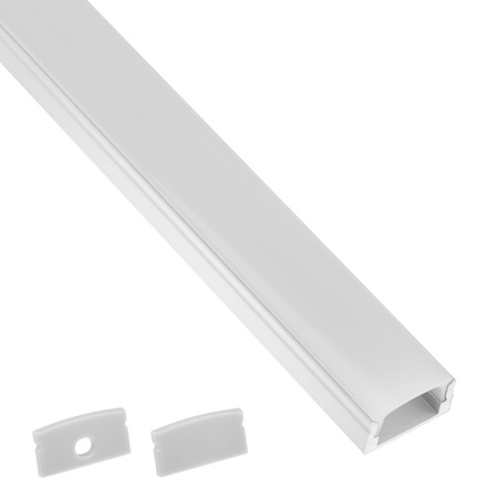 Aluminium LED-Profil KM36 mit Milchglasabdeckung und Endkappen, 2m Silber LUMILED