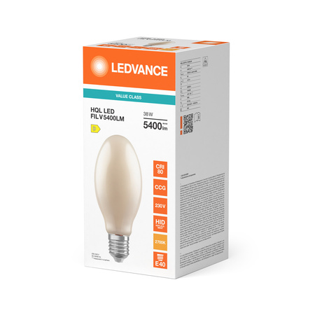LED Lampen HQL E40 38W = 125W 5400lm 2700K Warmweiß FILAMENT LEDVANCE