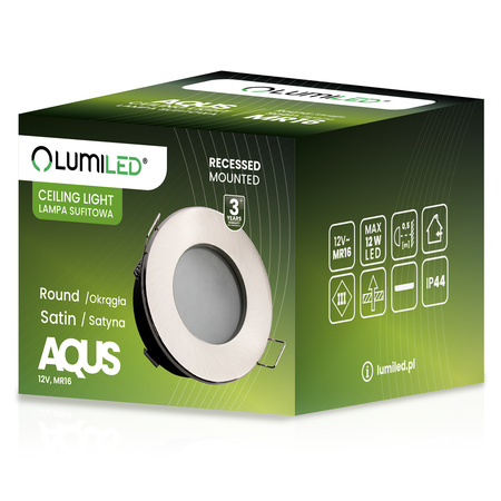 Einbaustrahler GU10, Einbauspot HALOGEN hermetisch für Badezimmer IP44 Satin AQUA LUMILED