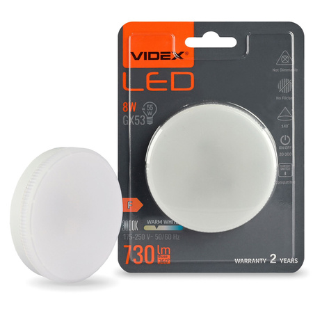 LED Lampen GX53 Reflektor 8W = 55W 730lm 3000K Warm 140° Videx