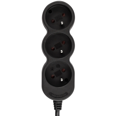 Netzverlängerungskabel geerdete Steckdosenleiste 3 Steckdosen 5m schwarzes Kabel Lendo Lumiled