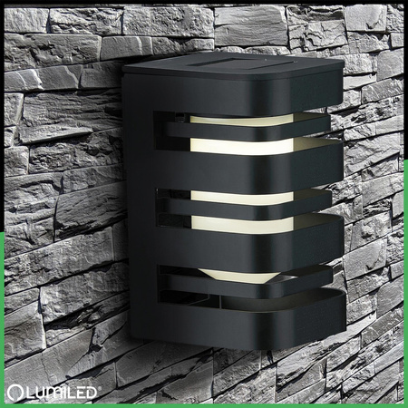 Solar-Wandleuchte LED-Fassadenleuchte Aufbauleuchte CAMILA 3000K Dämmerungssensor LUMILED