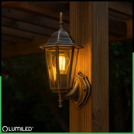 Wandleuchte Außen E27, Hängende Gartenlaterne Patina BELLIS LUMILED