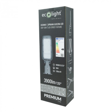 LED-Straßenlampe 30W 3900lm 4000K Neutral IP65 130lm/W PREMIUM Ecolight