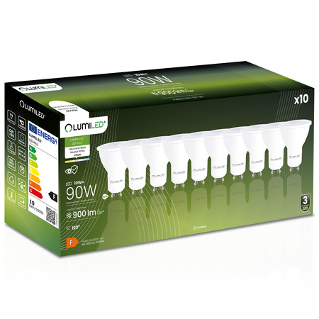 10x LED Lampen GU10, Glühbirne 10W = 90W 900lm 120° 4000K neutral LUMILED