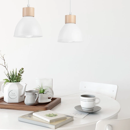 NICO Decke Pendelleuchte 2xE27 Weiß Holz LM-2.143 Lamkur