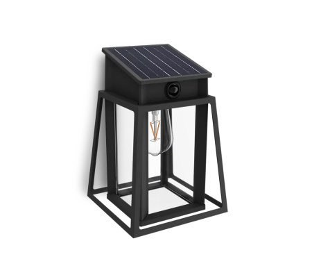 Garten-Wandleuchte Solar LED-Fassadenleuchte 3.2W 470lm 2700K IP44 mit Bewegungs- und Dämmerungssensor Schwarz Lysin Ultra Efficient Philips