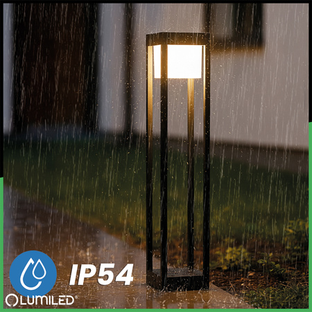 LED 12W 3000K 60cm Schwarz QUERCUS LUMILED Outdoor Standing Post Gartenlampe