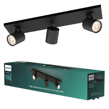 LED RUNNER Deckenleuchte 3x GU10 Reflektor bewegliche Leuchte Schwarz PHILIPS