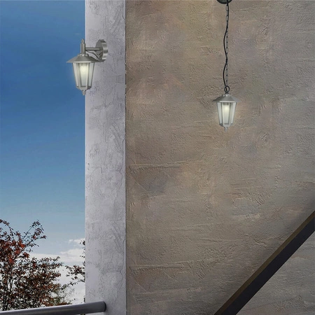 LED Gartenleuchte JUPITER E27 Elevation Wandleuchte Down Lantern Silber Volteno