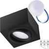Halogen-Aufbauleuchte, Aufbauspot 50mm Quadrat Tube Schwarz AMAT-S+LED-Einsatz 7W 4000K LUMILED