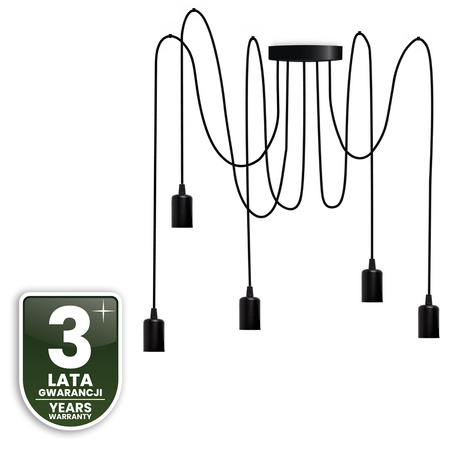 Pendelleuchte mit 5x E27-Sockeln einstellbare, Hängelampe Schwarz mit 3-fach Pendel Spinne Arane LUMILED