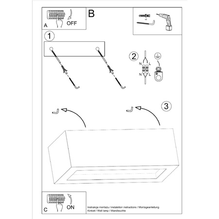 LED VEGA E27 Wandleuchte Rechteckig 30cm Beton SOLLUX