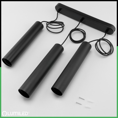 Hängelampe 29cm Reflektor 3x GU10 LED SOPLO Schwarz LUMILED