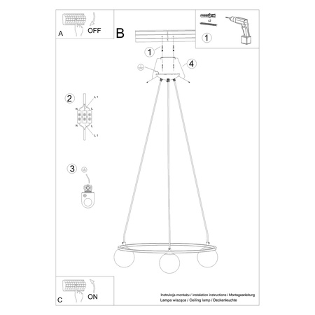 YOLI 3 Kronleuchter Hängeleuchte 3xG9 Schwarz Modern SOLLUX