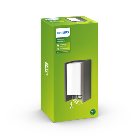 Gartenleuchte LED Wandleuchte BRIDGE myGarden E27 IP44 mit Bewegungsmelder Rechteckig Anthrazit PHILIPS