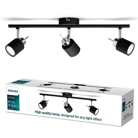 MERANTI Deckenleuchte 3x GU10 Wandmontage Reflektor Beweglich Schwarz PHILIPS