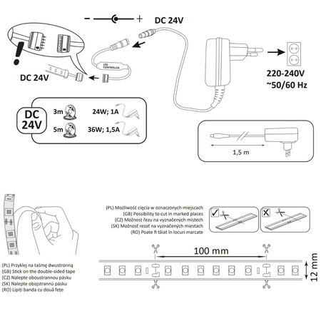 LED-Leiste RGBw 34W 1400lm 120° Weiß IP65 Dimmbar Sanico Goldlux