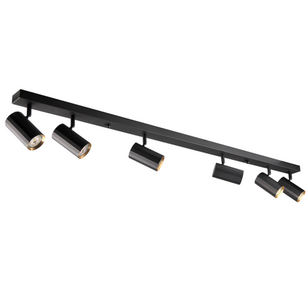 Wand- und Deckenstrahlerleuchte 6x GU10 Schwarz Gold NICEA Sanico Goldlux