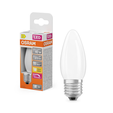 LED-Lampe B35 E27 Kerze 3.4W = 40W 470lm 2700K Warm 320° Dimmbar SUPERSTAR Osram