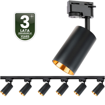 2m Stromschiene + 6x Schienenstrahler GU10 Schwarz-Gold SAGI LUMILED