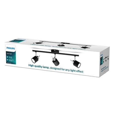 MERANTI Deckenleuchte 3x GU10 Wandmontage Reflektor Beweglich Schwarz PHILIPS