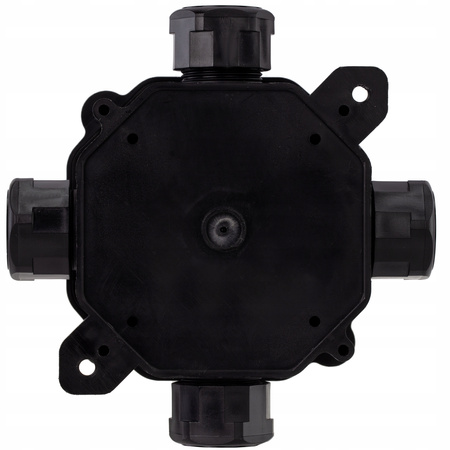 Aufputzmontierter hermetischer Installationskasten PG16 75 x 75 x 33 mm Splitter mit Drosseln Schwarz PAWBOL