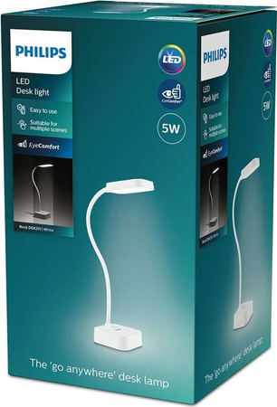 LED ROCK Tisch-Schreibtischlampe 5W 5000K Dimmbar USB Weiß PHILIPS