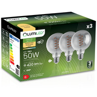 3x LED-Glühbirne E27 Sphere G95 6W = 50W Dekorativ 360° LUMILED