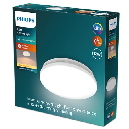 LED Plafond Deckenleuchte 12W 1350lm 2700K mit Dämmerungssensor Weiß Acuna Philips