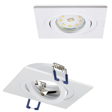 Halogen-Einbauleuchte GU10 MR16 OH28 quadratisch beweglich mattweiß Kobi