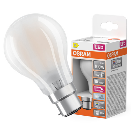LED-Lampe A60 B22d 11W = 100W 1521lm 4000K Neutral CRI90 300° Glühfaden Dimmbar SUPERSTAR PLUS CLASSIC Osram