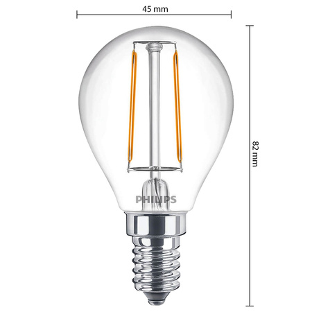 E14 P45 LED Lampen 2W = 25W 250lm 2700K Warmfilament PHILIPS