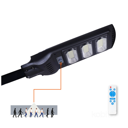 Solar LED Straßenlampe Industrielle Straßenleuchte 8W 850lm 6500K Kalt mit Bewegungs- und Dämmerungssensor IP54 Schwarz Urbi Kobi