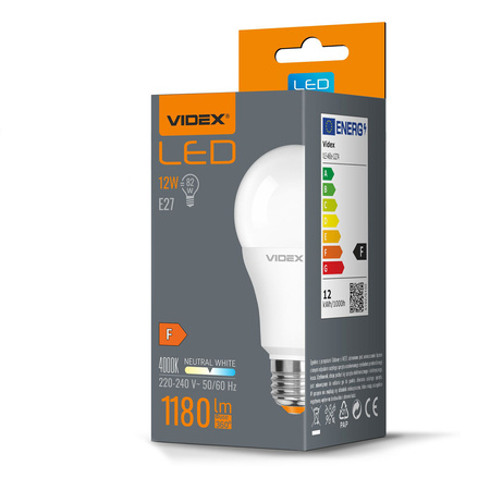 LED Lampen E27 A60 12W = 82W 1180lm 4000K Neutral 240° Videx