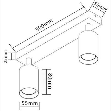 Spot Wandleuchte Spotlight LED Deckenleuchte Aufbau SCHWARZ Schwarz Modern 2xGU10
