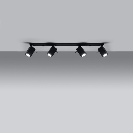 Anbauleuchte MERIDA 4L 4xGU10 Reflektor Halogen Beweglich Minimalistisch Schwarz SOLLUX