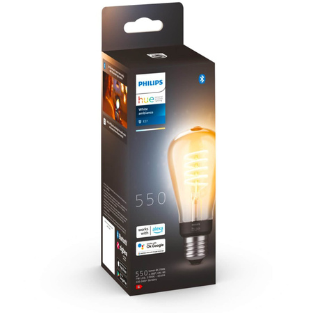 LED Edison E27 ST64 7W CCT PHILIPS HUE Weiß & Ambiance Glühfaden Bluetooth Zigbee Glühbirne