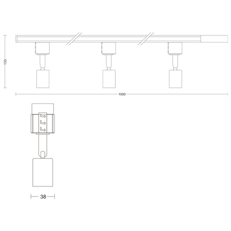 Bus-Hängelampen-Kit 1m + 3x LED GU10 Einphasig Weiß EasyLink Tobia Philips