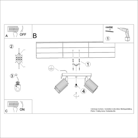 Tuba Spot Reflektor Deckenleuchte 4x GU10 Beige Carbon Deep Space SL.1602 Sollux