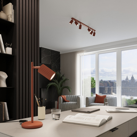 Schreibtisch Stehend Nacht Tischlampe GU10 Ocker Rot Carbon Deep Space SL.1643 Sollux