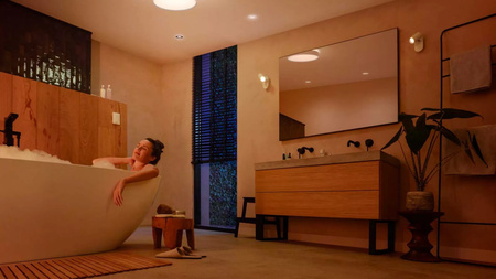 LED Plafond DEVERE Badezimmer Deckenanbauleuchte Weiß 33.5W 42.5cm IP44 CCT PHILIPS HUE Bluetooth + Dimmschalter