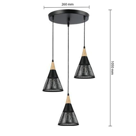 Hira Masterled Deckenleuchte 3x E27 Rund Schwarz Braun Hira Deckenleuchte