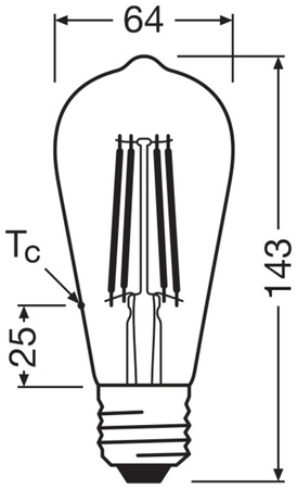 Dekorative LED-Lampe ST64 Edison E27 7.2W = 60W 806lm 2400K Warm 300° Dimmbar Vintage 1906 Osram