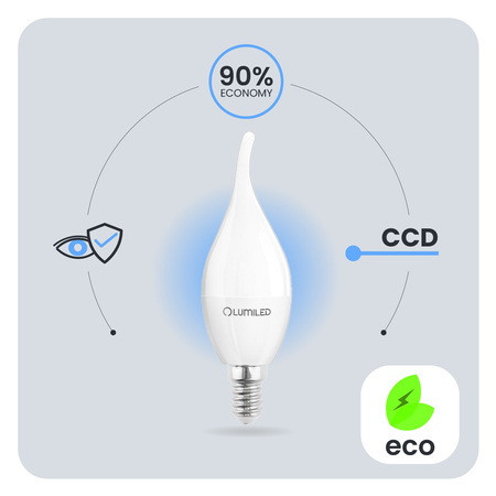 6x LED Lampen E14, Glühbirne BA35 8W = 60W 806lm 180° 4000K neutral LUMILED