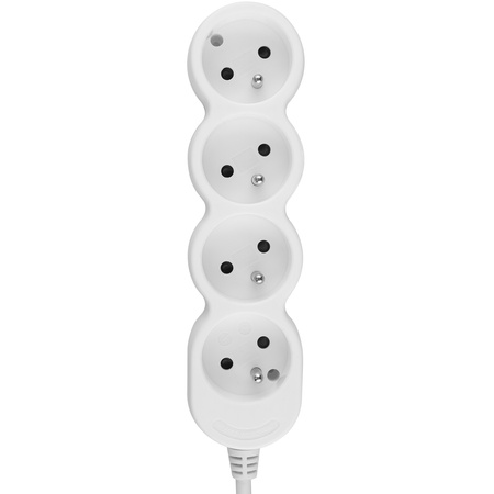 Netzverlängerungskabel Geerdete Steckdosenleiste 4 Steckdosen 1.5m Weißes Kabel Lendo Lumiled