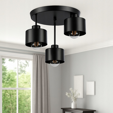 Wandsteckdose E27 Aufbaulampe Rund Schwarz Elza Masterled