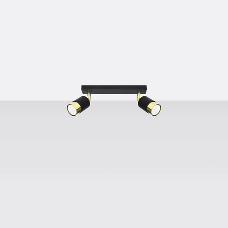 NERO Deckenleuchte 2xGU10 Reflektor Halogen Leuchte Beweglich 30cm Schwarz Gold SOLLUX