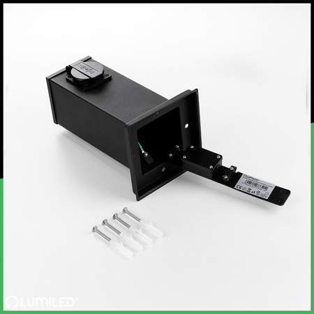 Gartenleuchte mit 2x Steckdose, Außenstehleuchte Pollerleuchte 230V 30cm Schwarz IBERI LUMILED