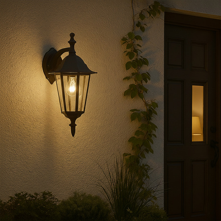 Wandleuchte Außen E27, Hängende Gartenlaterne Schwarz BELLIS LUMILED